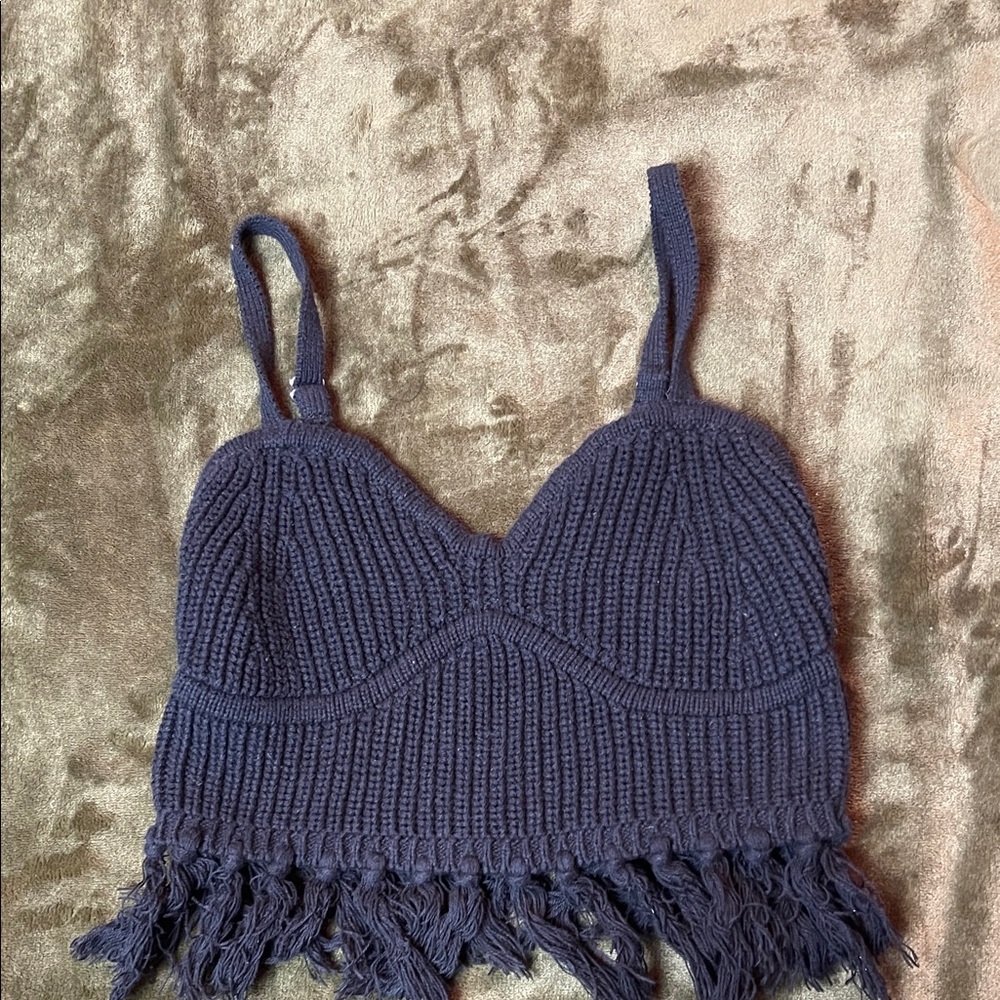 Wild Fable Charcoal Knit Crop Top